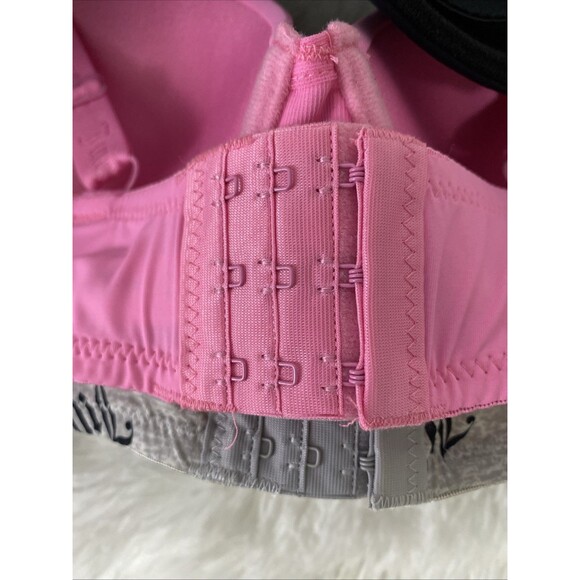 Juicy Couture Bra Size 40D 3 Pack Pink Black Gray Logo Print Underwire Confort - Picture 8 of 13